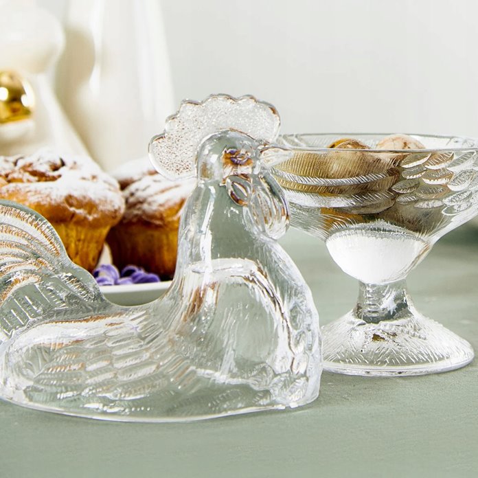 Pojemnik wielkanocny szklany kogut 16x10x21cm