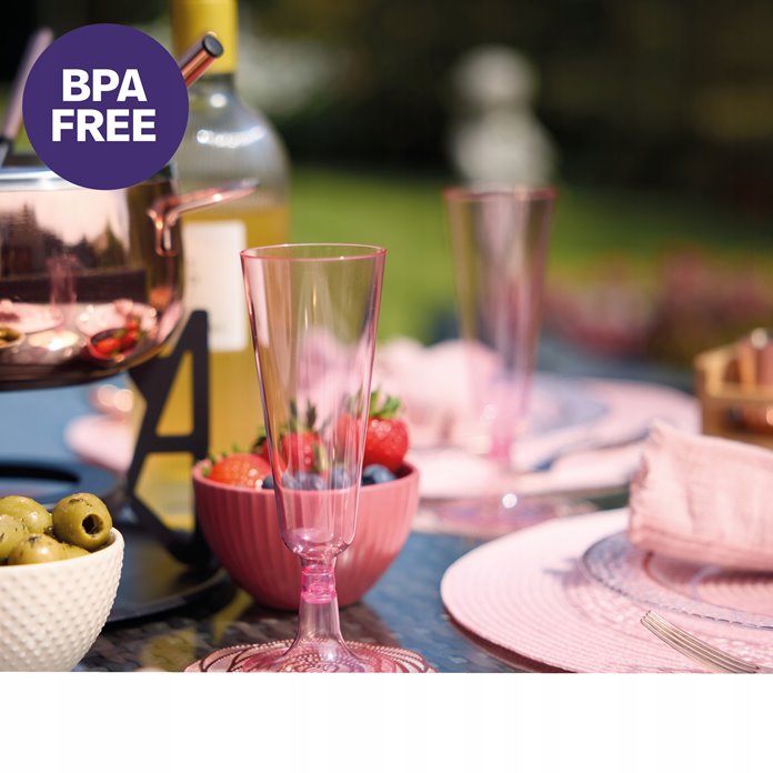 Kieliszki do szampana różowe wielorazowe 10 szt