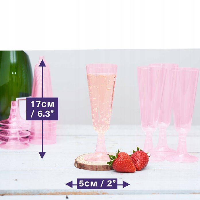 Kieliszki do szampana różowe wielorazowe 10 szt