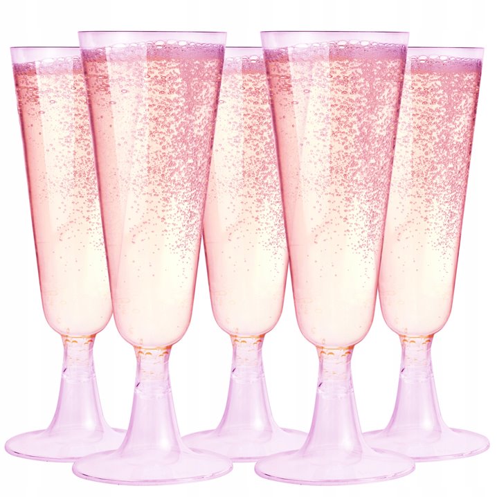 Kieliszki do szampana różowe wielorazowe 10 szt