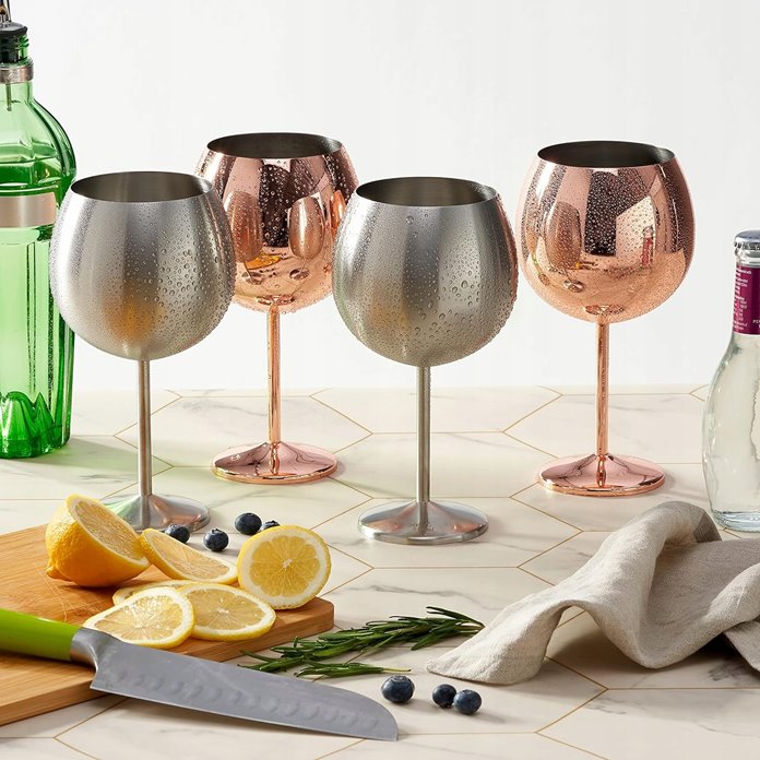 Kieliszki stalowe do ginu 700 ml Różowe złoto