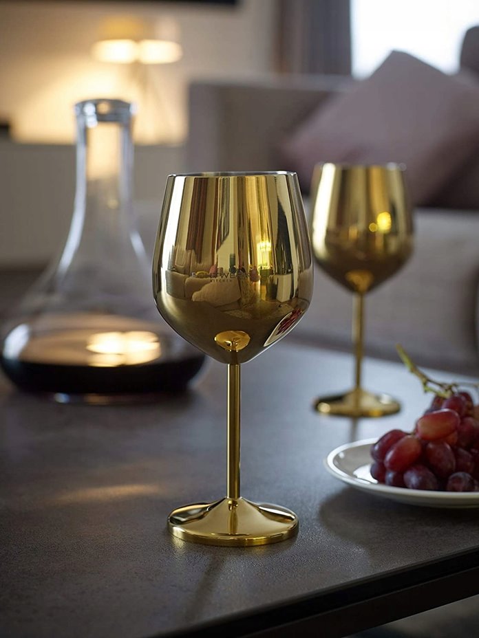Kieliszek do wina stalowy złoty  500 ml Stalowy