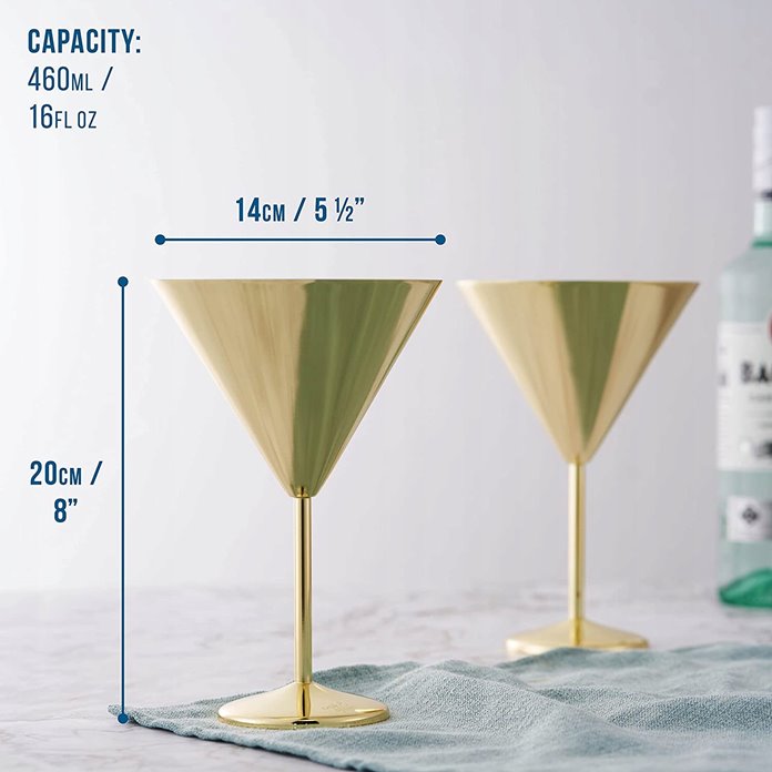 Kieliszki do martini stalowe złote 4 sztuki