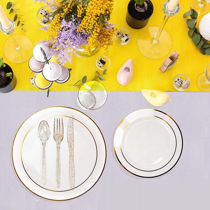 Zestaw imprezowy złoty dla 25 osób wielorazowy