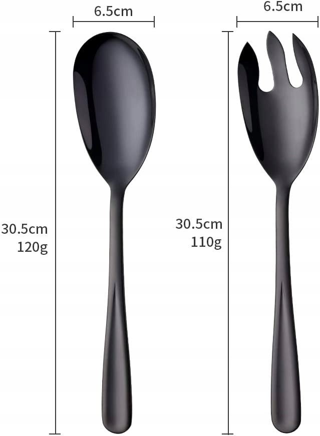 Sztućce do serwowania czarne 30 cm