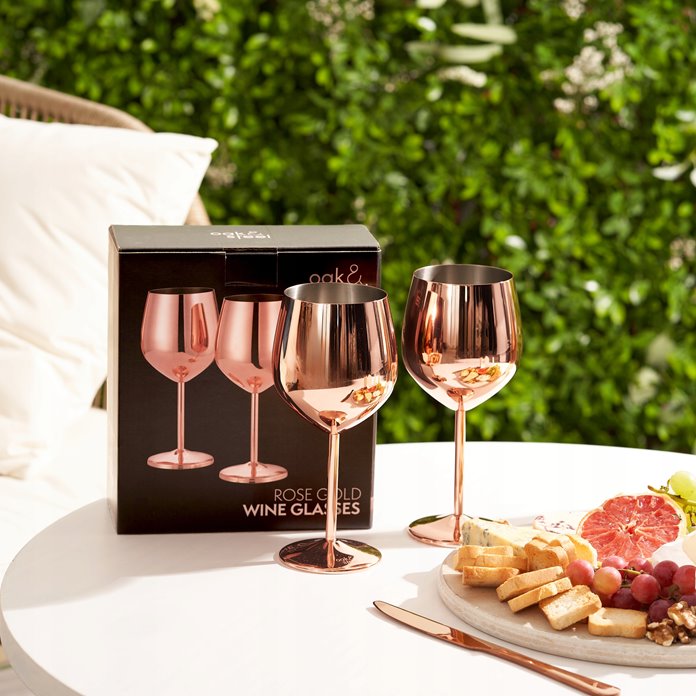 Stalowe kieliszki do wina różowe złoto 2 szt