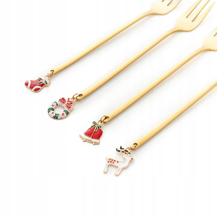 Złote widelczyki 4 sztuki