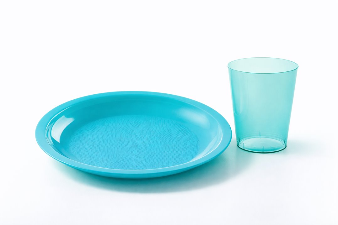 Talerz Niebieski plastikowy 25 szt wielorazowy