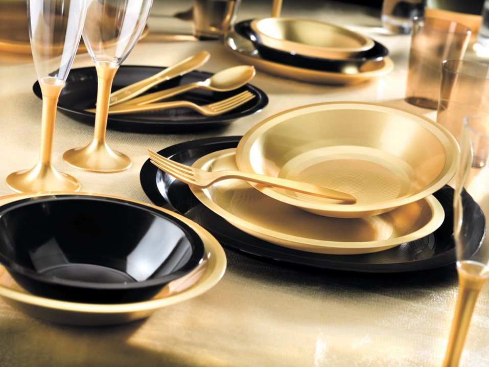 Czarny talerz plastikowy do zmywarki HoReCa 10 szt