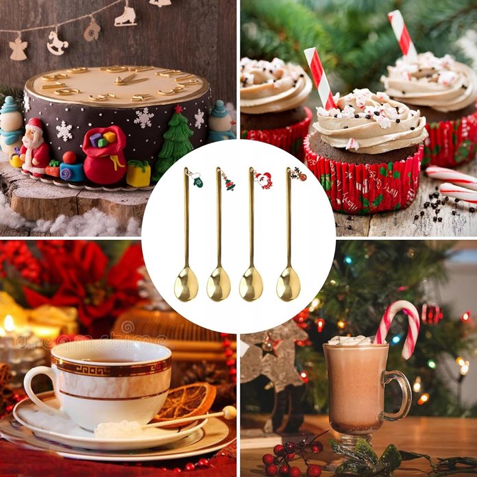 łyżeczki złote z zawieszkami 4 szt