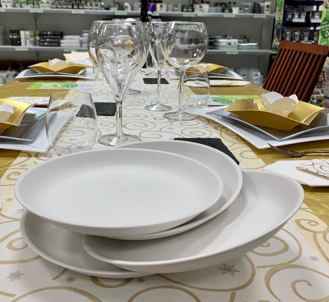 Talerz obiadowy plastikowy PREMIUM Zmywarka biały