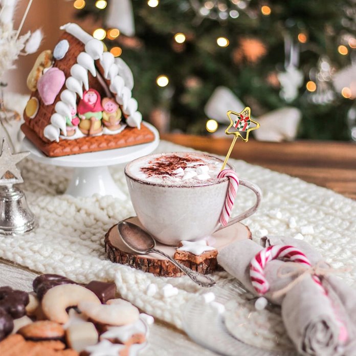 Złote łyżeczki świąteczne z zawieszkami 6 szt.