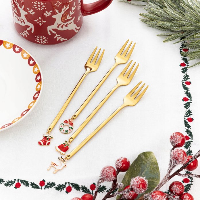 Złote widelczyki 4 sztuki