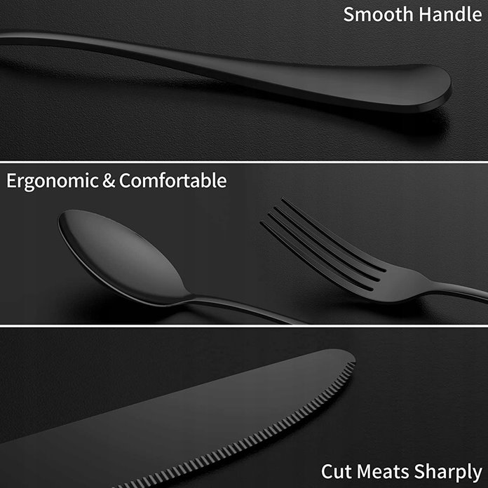 Sztućce czarne 36 el/ 6 os