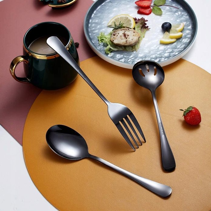 Sztućce do serwowania czarne 10 el