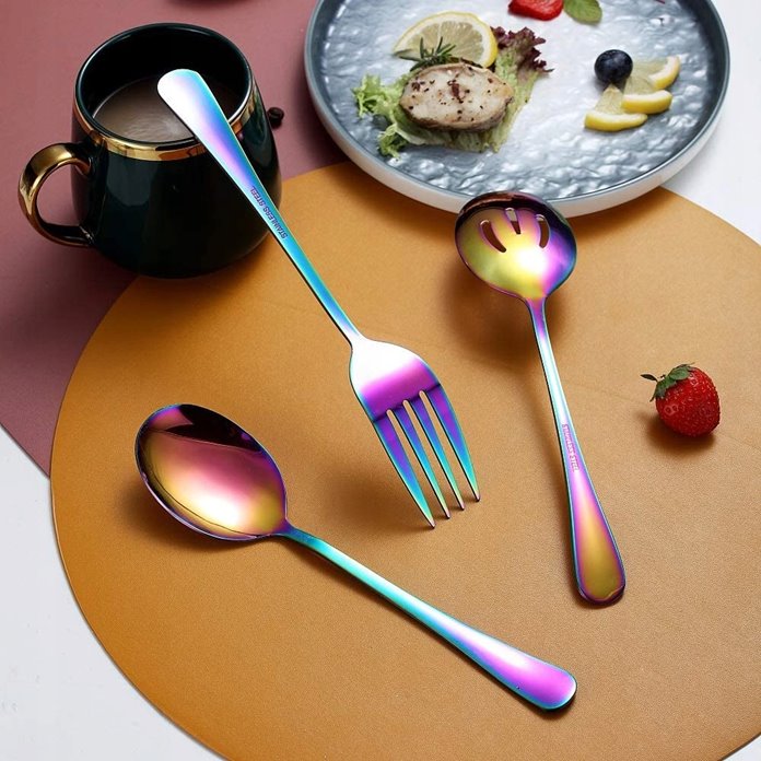 Sztućce do serwowania opalizujące 6 sztuk