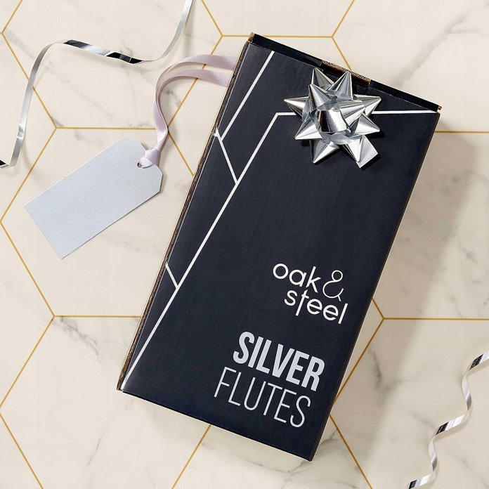 Stalowe kieliszki do szampana srebrne 4 sztuki