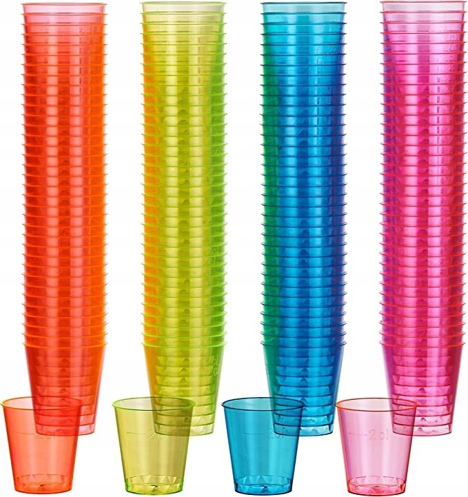 Kieliszki do wódki RÓŻOWE i NiEBIESKIE 20 sztuk