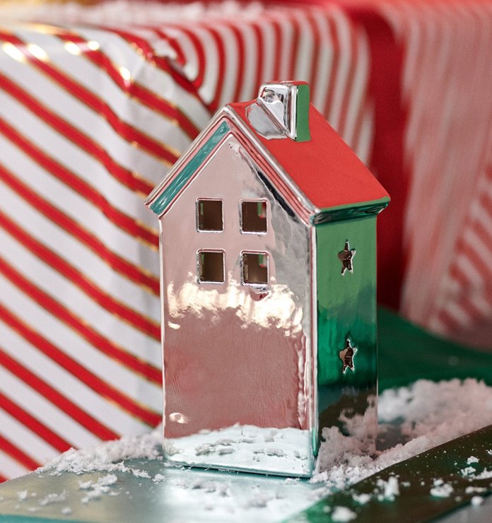 Domek dekoracyjny srebrny