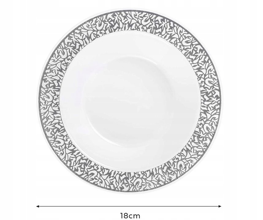 Talerze wielorazowe głębokie srebrne 10 sztuk