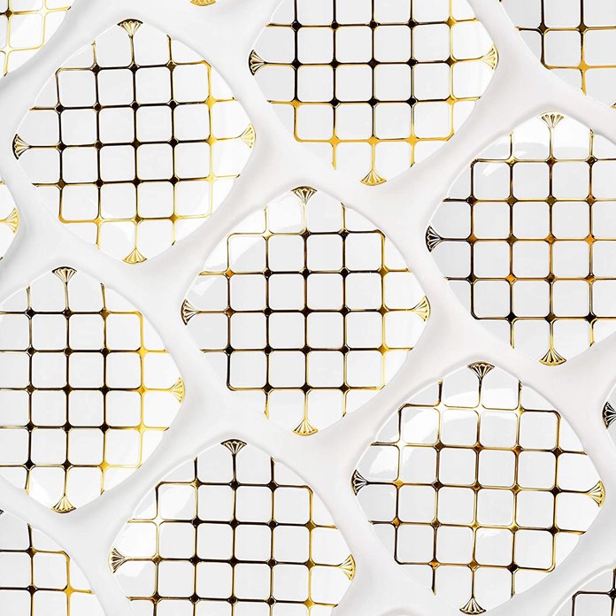 Plastikowe talerze wielorazowe złote 5 szt. DUŻE obiadowe 25 cm