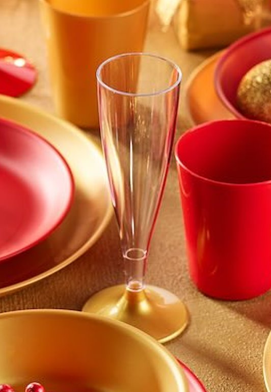 Kieliszki PS do szampana wielorazowe złote 10 szt