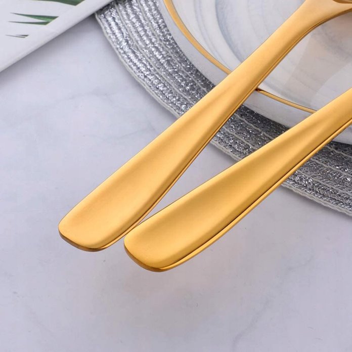 Złote sztućce do serwowania sałatkowe widelec JAKOŚĆ DŁUGIE 3 sztuki