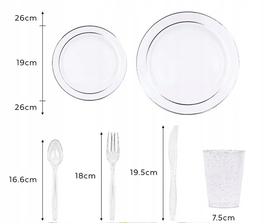 Zestaw imprezowy dla 25 osób srebrny