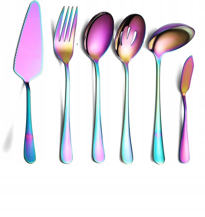 Sztućce do serwowania opalizujące 6 sztuk