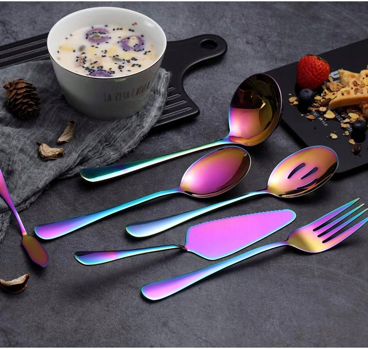 Sztućce do serwowania opalizujące 6 sztuk