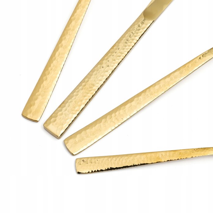 Złote sztućce młotkowane dla 6 osób eleganckie duży zestaw pudełko