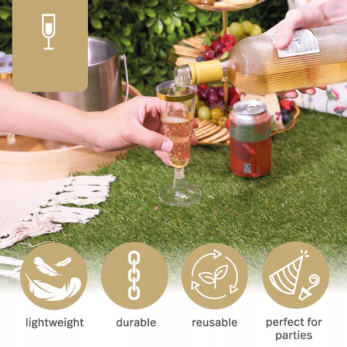 Kieliszki do szampana złote wielorazowe 10 szt