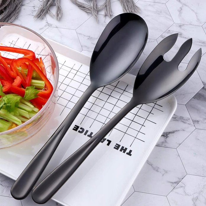 Sztućce do serwowania czarne 30 cm