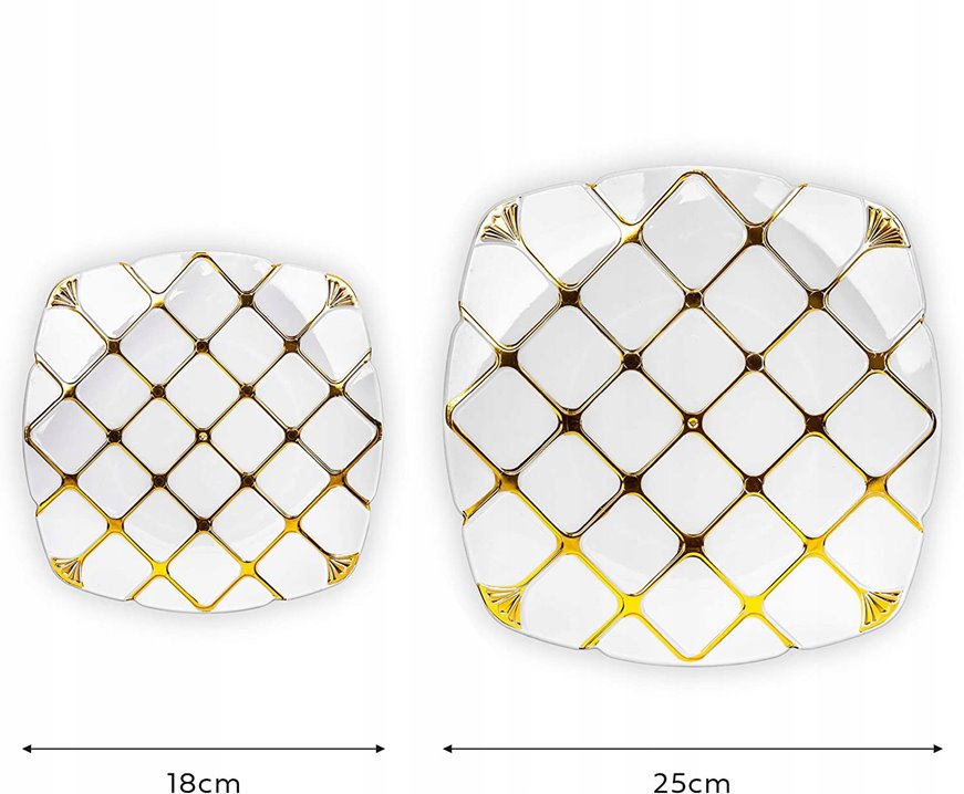 Plastikowe talerze wielorazowe złote 5 szt. DUŻE obiadowe 25 cm