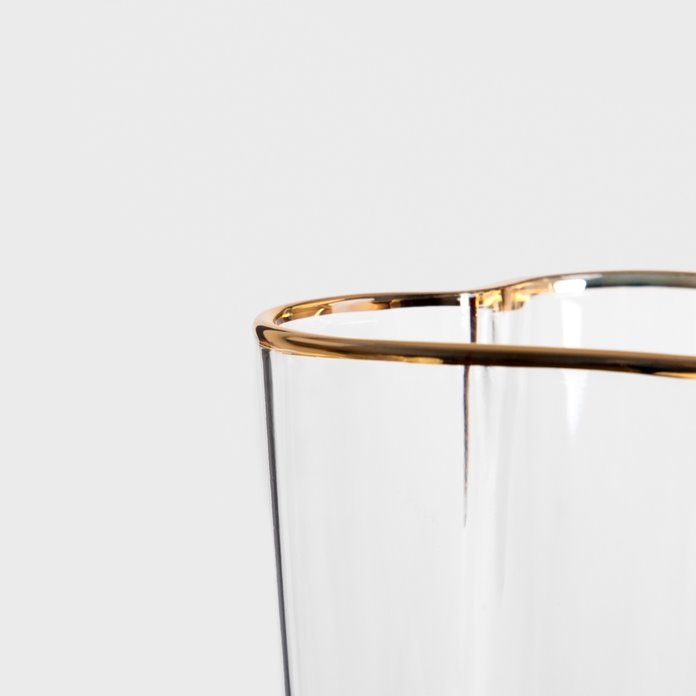 Kieliszek do szampana Homla ze złotym rantem złoty 150ml w kształcie serca