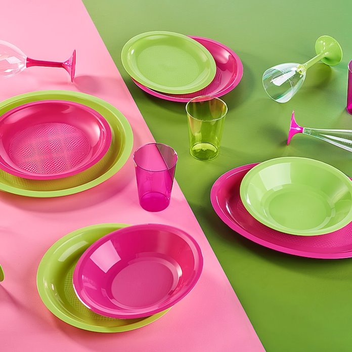 Talerze plastikowe zielone 25 szt wielorazowe