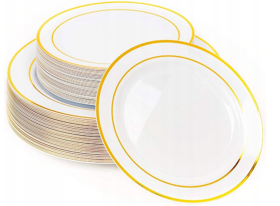 Zestaw imprezowy złoty dla 25 osób wielorazowy