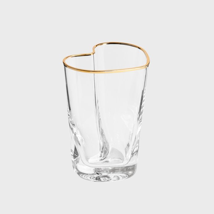 Szklanka do napojów Homla 280 ml w kaształcie serca ze złotą obwódką