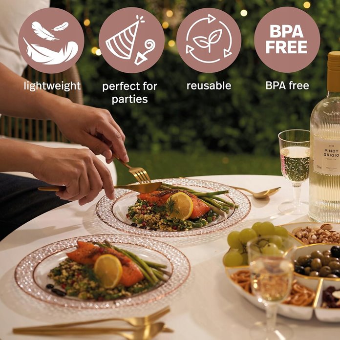 Różowe talerze wielorazowe zestaw 10 sztuk deserowe