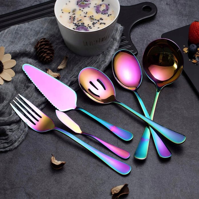 Sztućce do serwowania opalizujące 6 sztuk