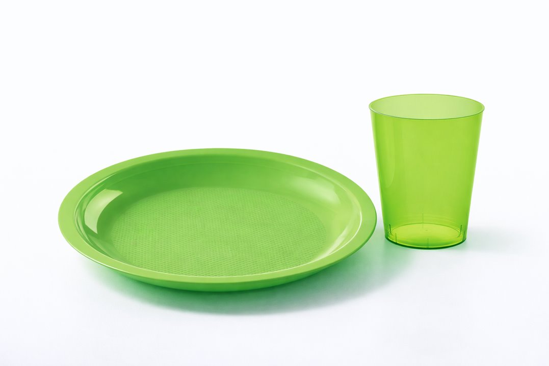 Talerze plastikowe zielone 25 szt wielorazowe