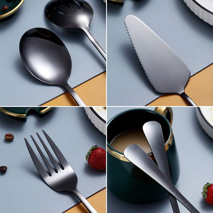 Sztućce do serwowania czarne 10 el