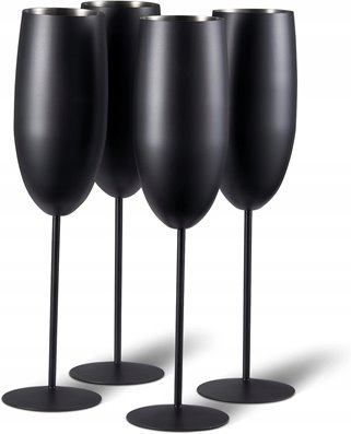 Stalowe kieliszki do szampana czarne 2 sztuki