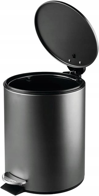 Okrągły kosz na śmieci z pedałem i pokrywką 5L mDesign 26x26 cm czarny