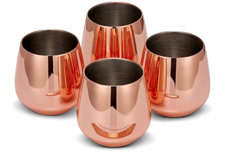 Szklanki metalowe różowe złoto 4 sztuki do drinków