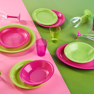 Talerze plastikowe różowe 10 szt deserowe zmywarka