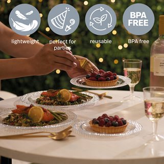 Srebrne talerze wielorazowe deserowe 10 szt 19cm