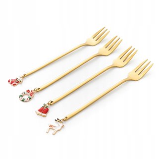 Złote widelczyki 4 sztuki