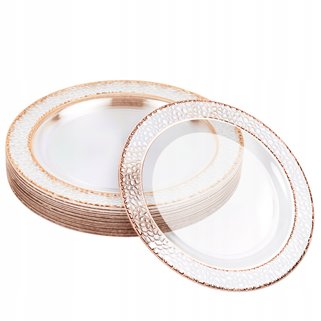 Różowe talerze wielorazowe zestaw 10 sztuk deserowe