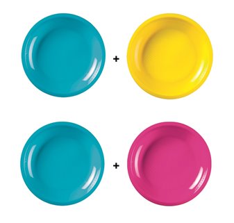 Talerz różowy plastikowy 25 szt Głęboki